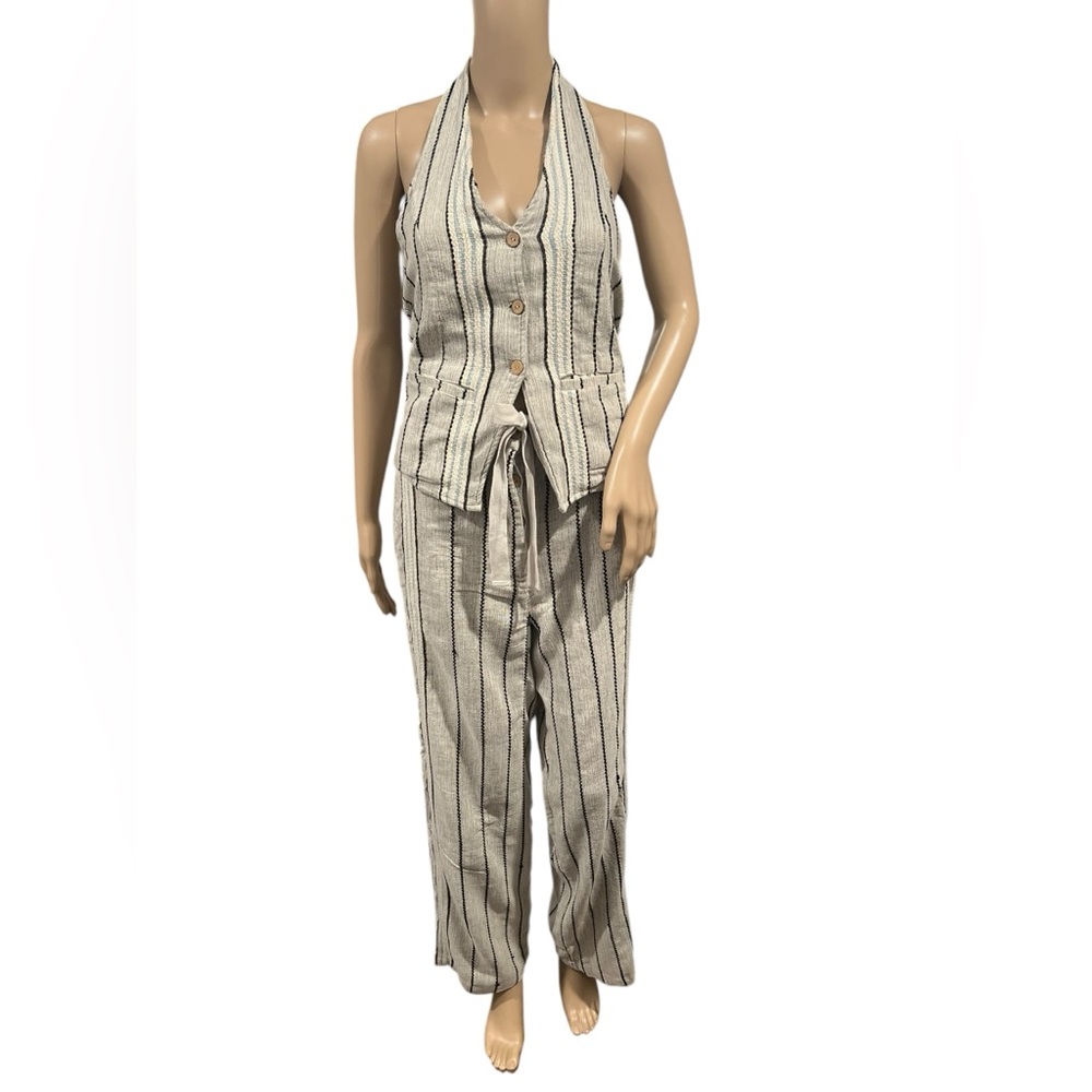 NWOT Free People Set Take Me To Paris Low Back Striped Set Rocky Striped Size M